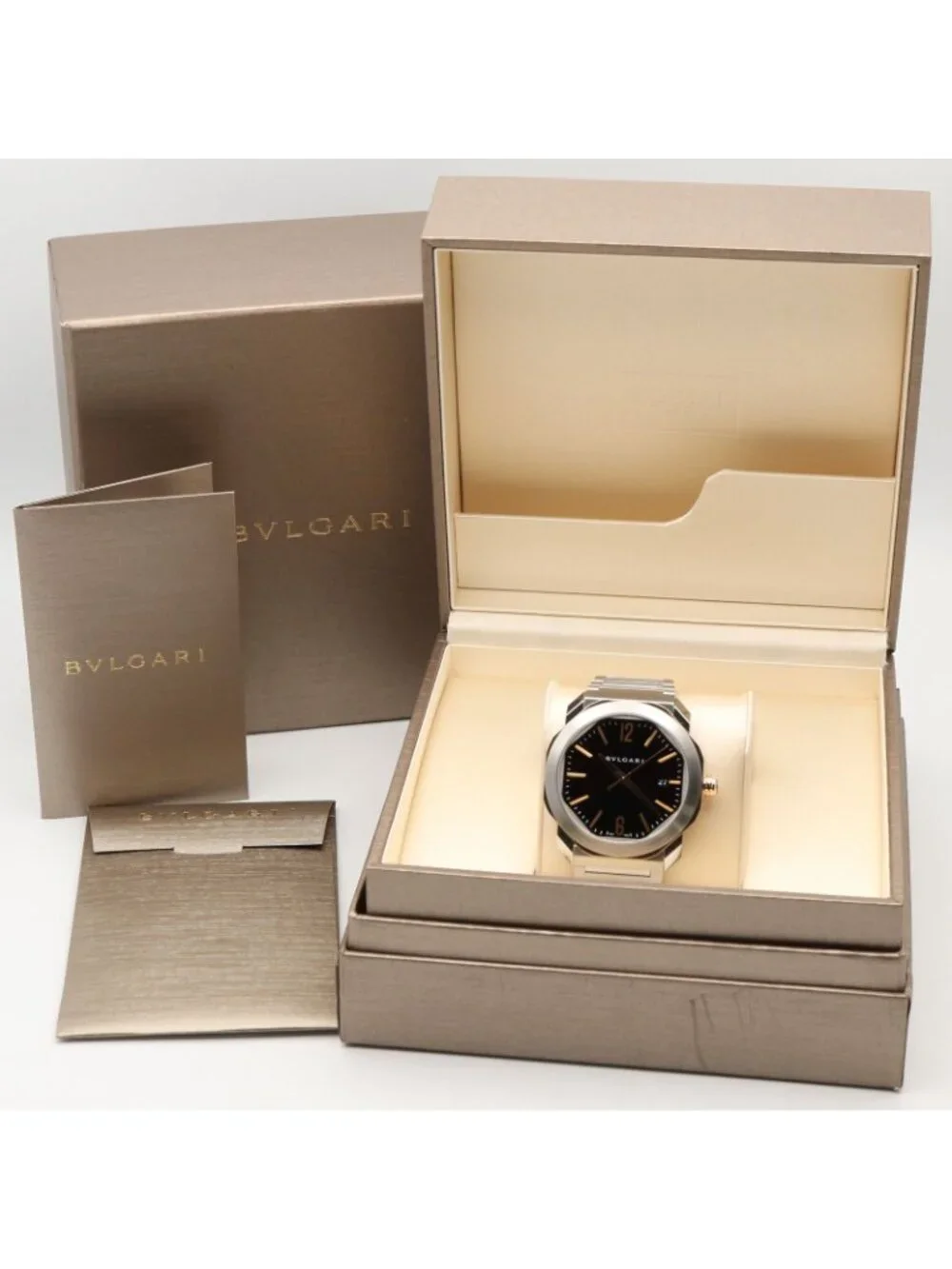 Bvlgari Watch Octo Black 18K Pink Gold Stainless Steel